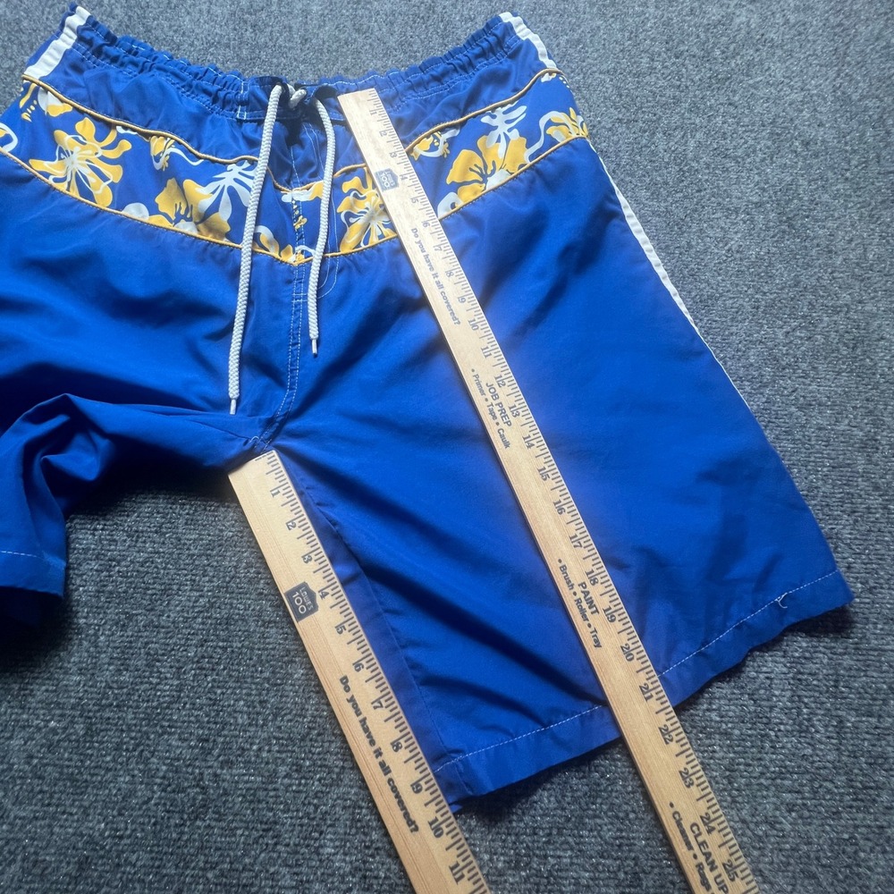 Burnside Mens Blue Floral Board Shorts Swim Trunks Size Large Cargo Pocket Snag - Picture 6 of 9